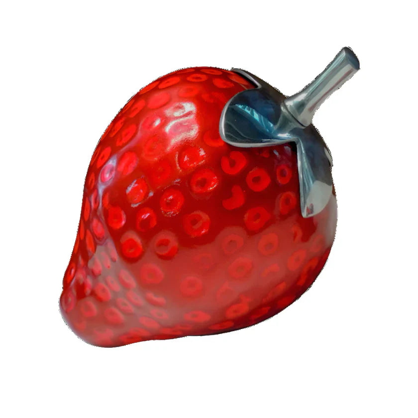G718 STRAWBERRY Sculpture Red with Aluminum Leaf 