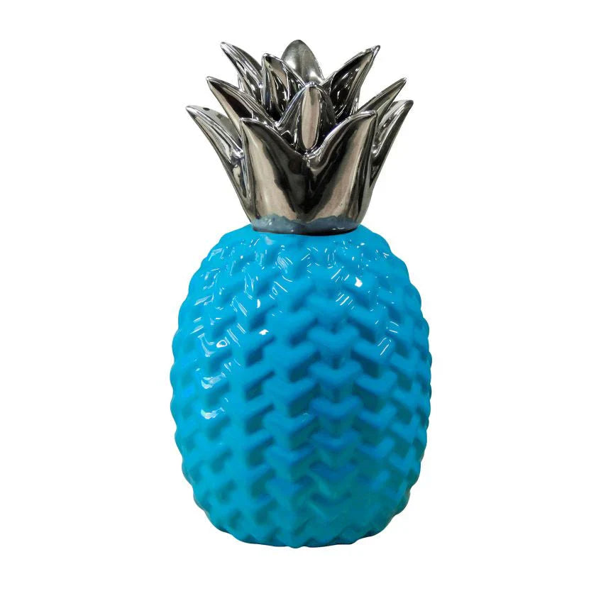 G739 PINEAPPLE Ceramic Turquoise and Silver  1