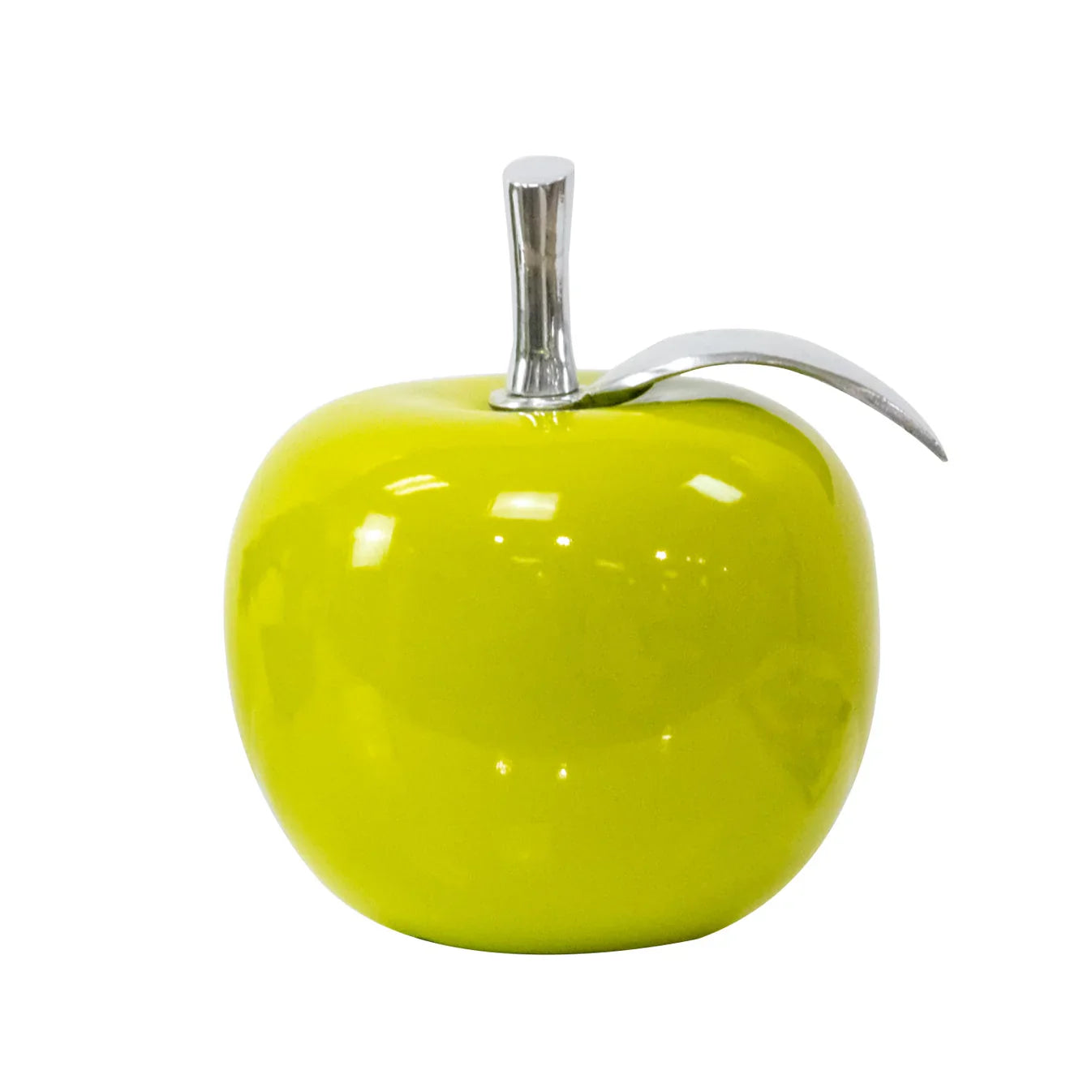 G759 APPLE Lemon Green with Polished Aluminum Leaf Home Decor 