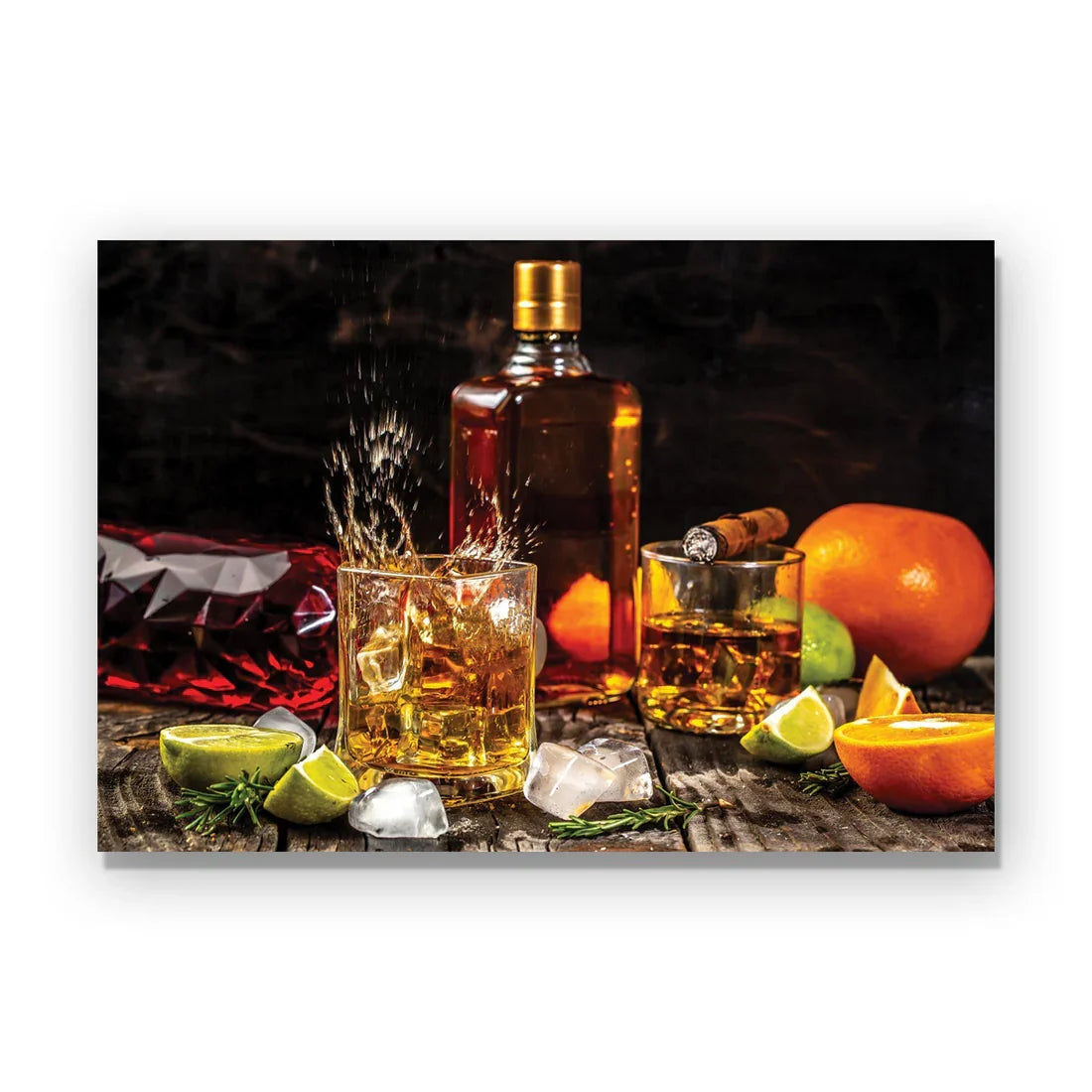 PA-9000 MIDNIGHT Whiskey Splashes on Dark Serenity Modern Acrylic Wall Art 1