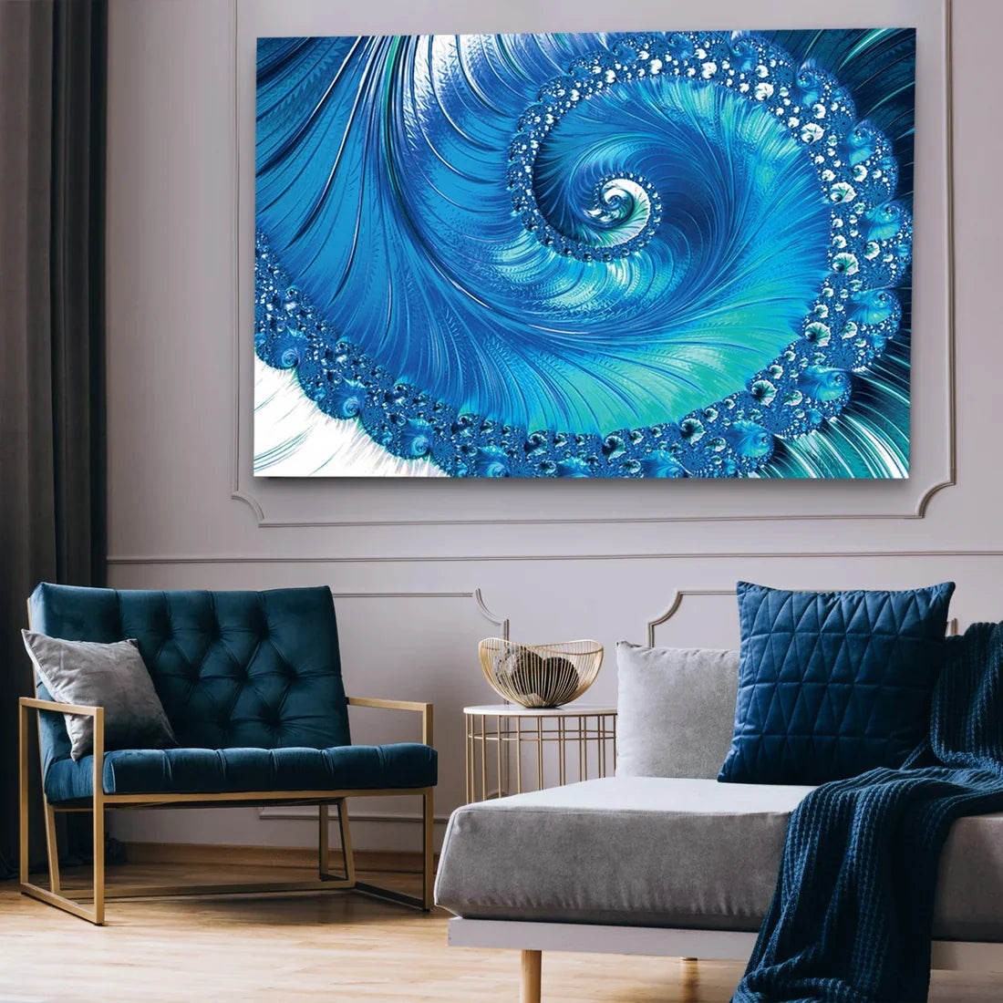 PALC-26-BLUE FIBONACCI Creative Abstract Modern Acrylic Wall Art 2
