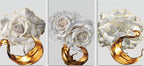 PALC-27 LETO White Rose With Golden Edge Modern Acrylic Wall Art 1