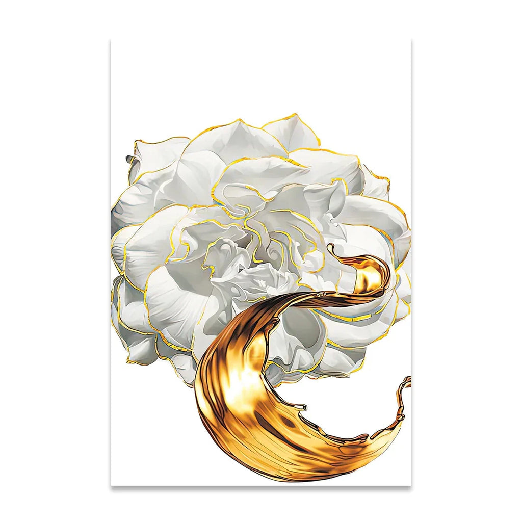 PALC-27 LETO White Rose With Golden Edge Modern Acrylic Wall Art 6