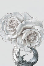 PALC-27 LETO White Rose With Silver Edge Modern Acrylic Wall Art 4