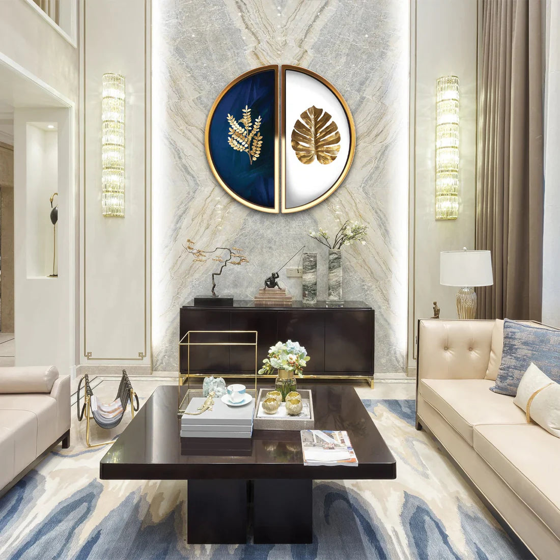 PALC-28 MONDO 3D Golden Leaves Acrylic Mirror Prints 2