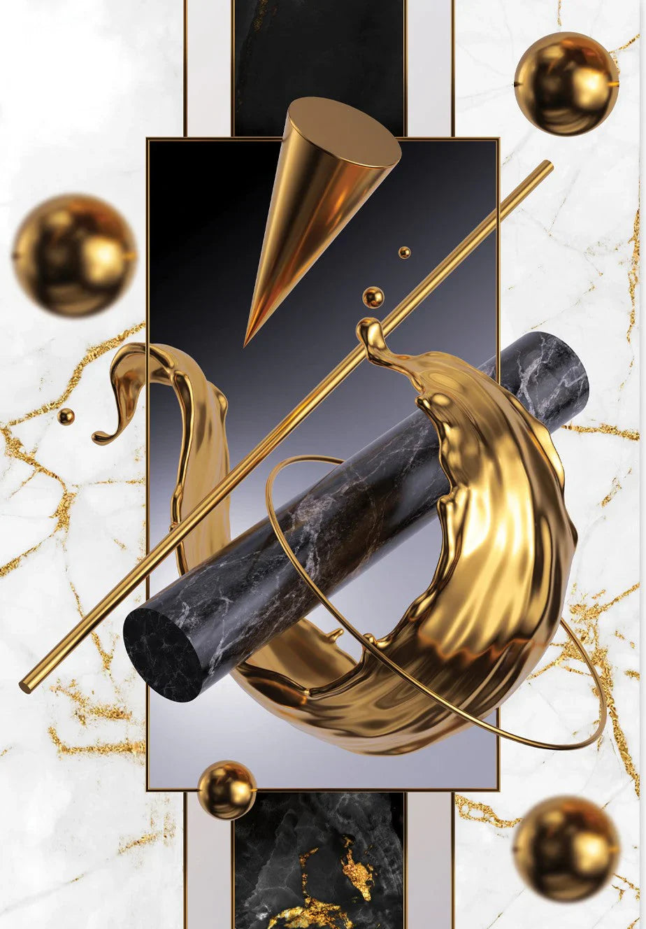 PALC-31 LEGACY Luxurious Gold Ornaments Modern Wall Art 1
