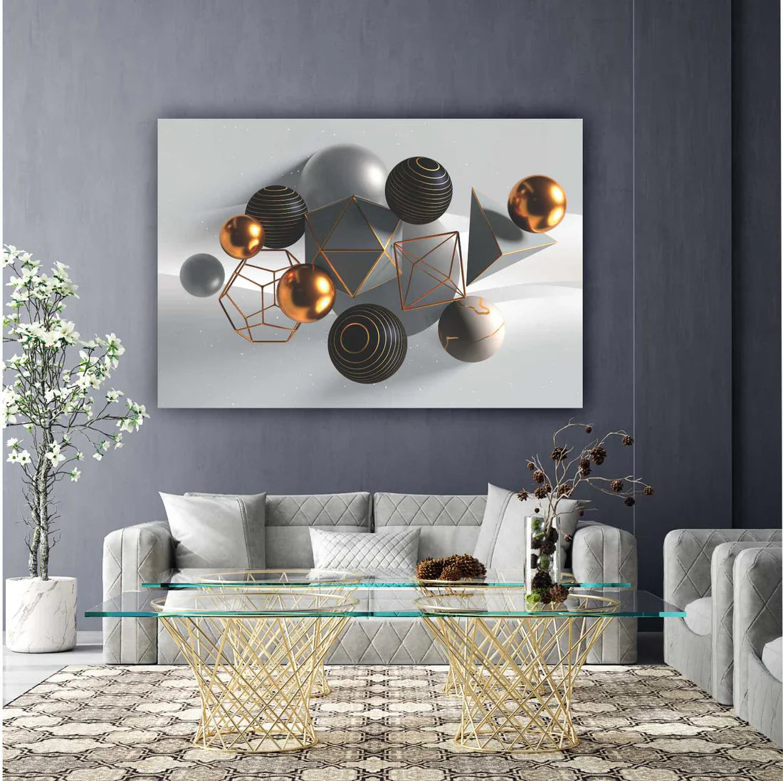 PALC-55 REGAL Grey Ornamental Delight Modern Acrylic Wall Art 2