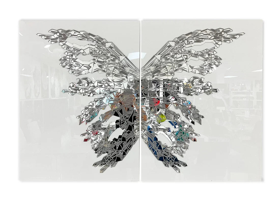 PALC-56 SABI Silver 3D Luxury Butterfly Acrylic Mirror Prints 1