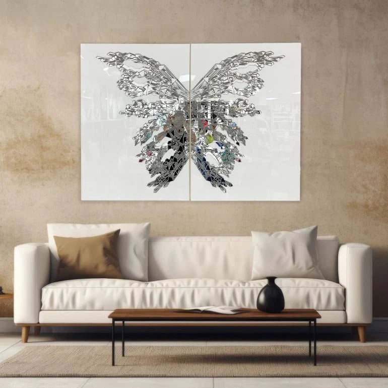 PALC-56 SABI Silver 3D Luxury Butterfly Acrylic Mirror Prints 2