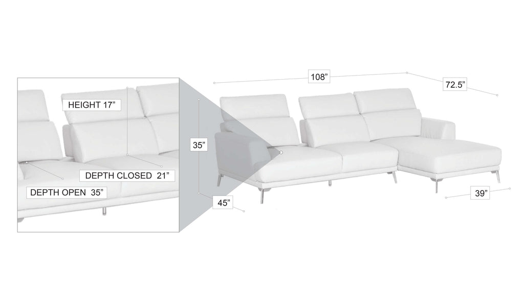 Kim Sectional White RIGHT