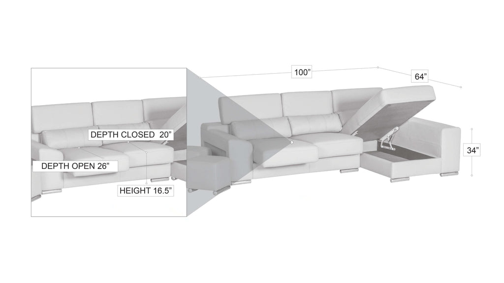 London Sectional RIGHT white