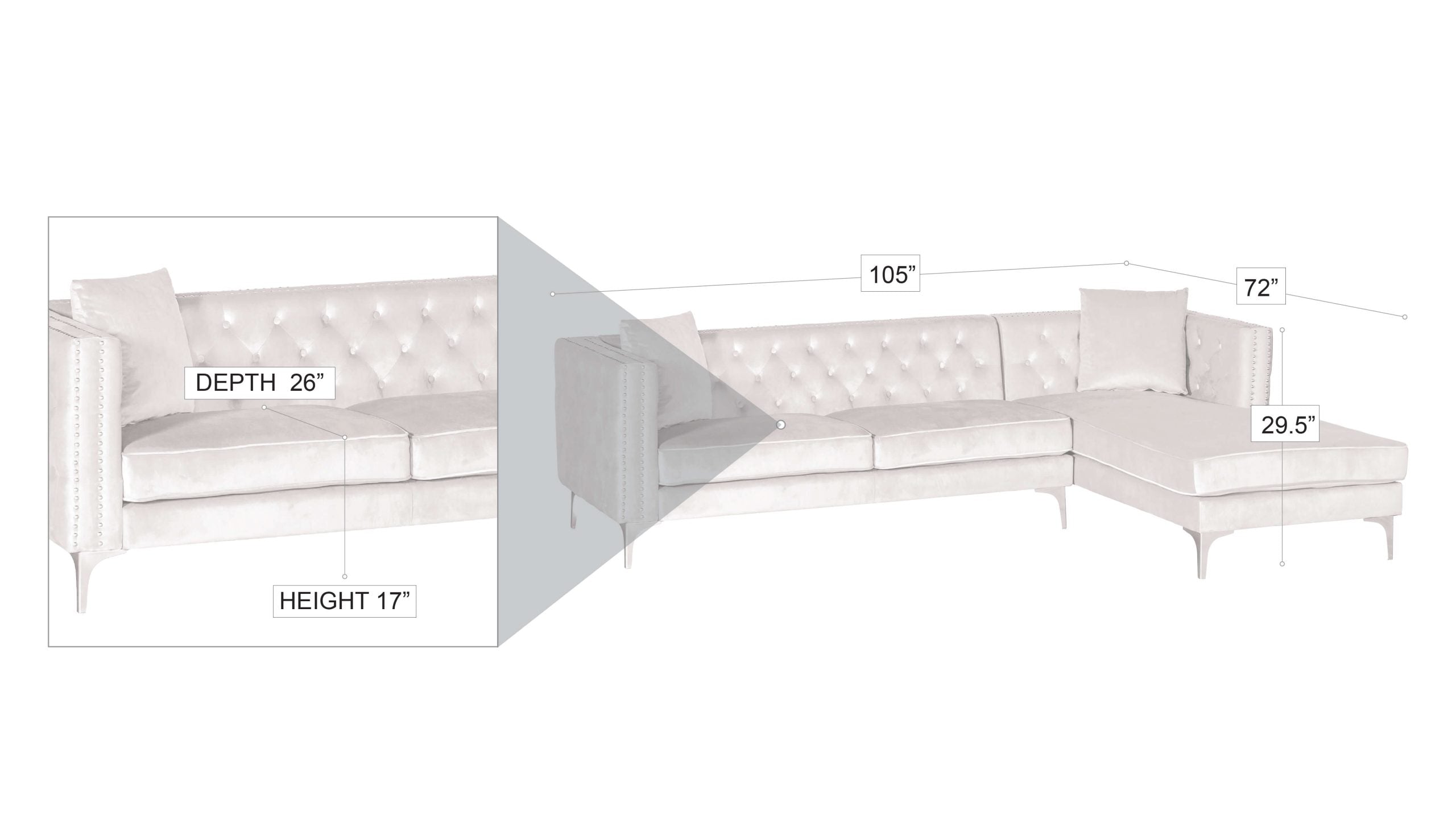 Melissa Sectional Velvet Left blue