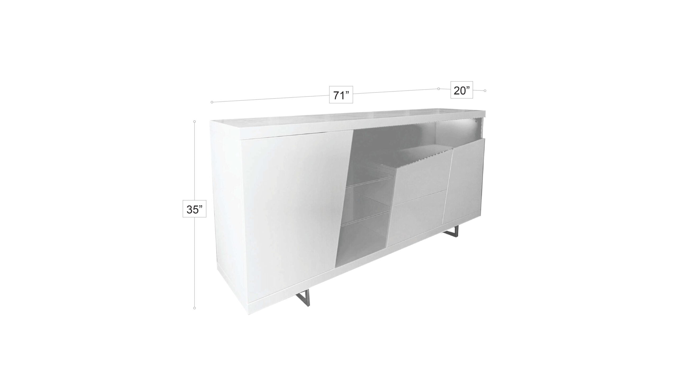 Adalyn Buffet LED All White Lacquer Paint