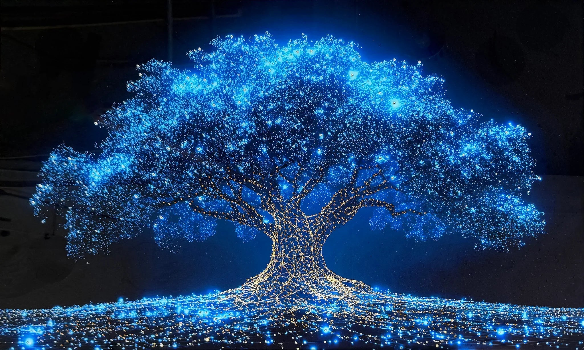 Crystal Blue Tree Of Life Glass Wall