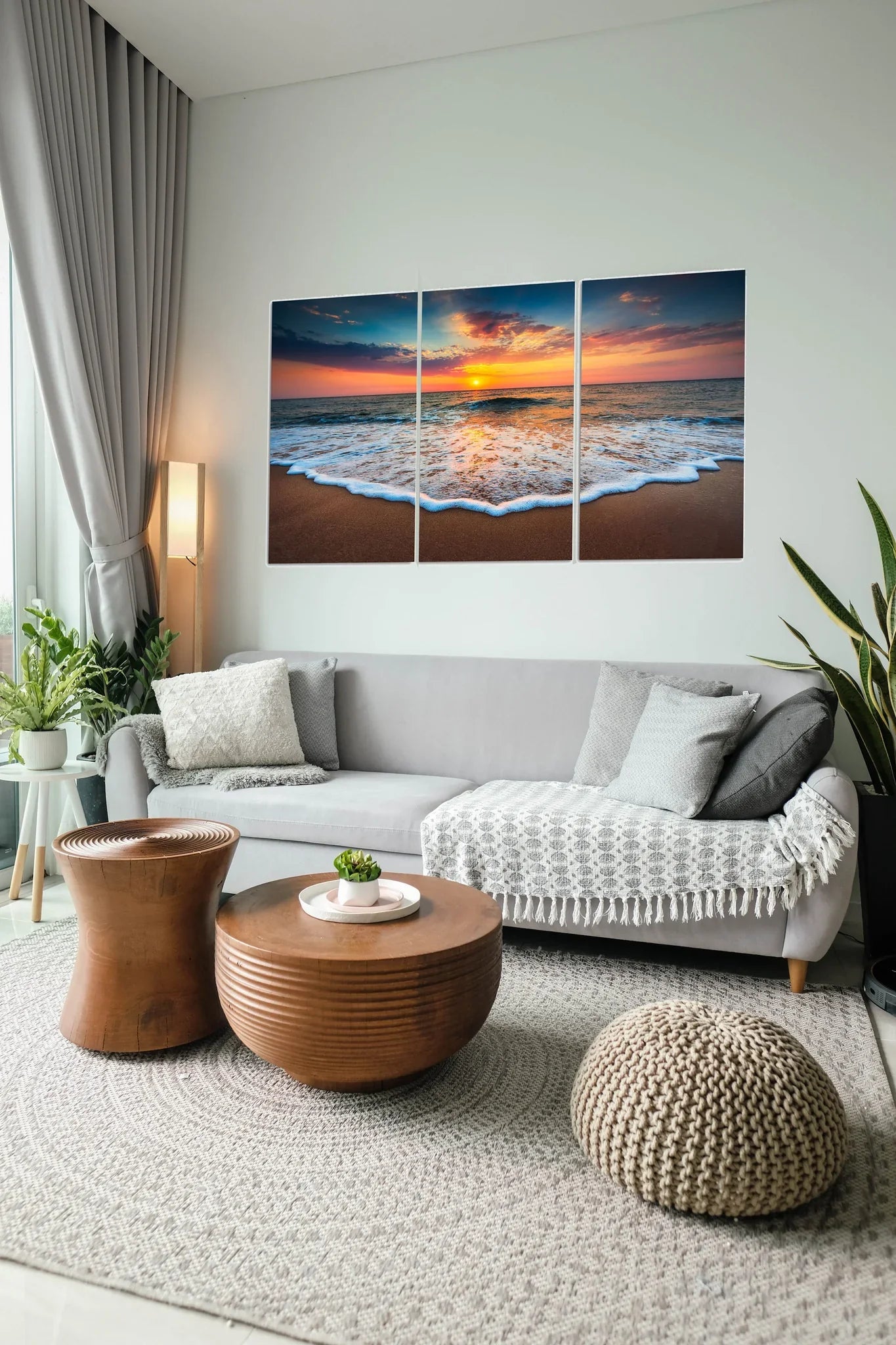 3pc Ocean Views Glass Wall Art