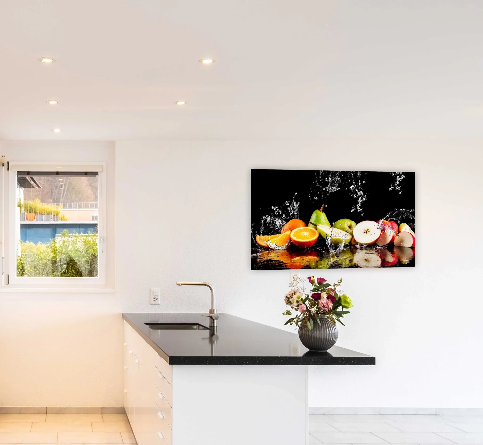 Fruits Splashing Glass Wall Art