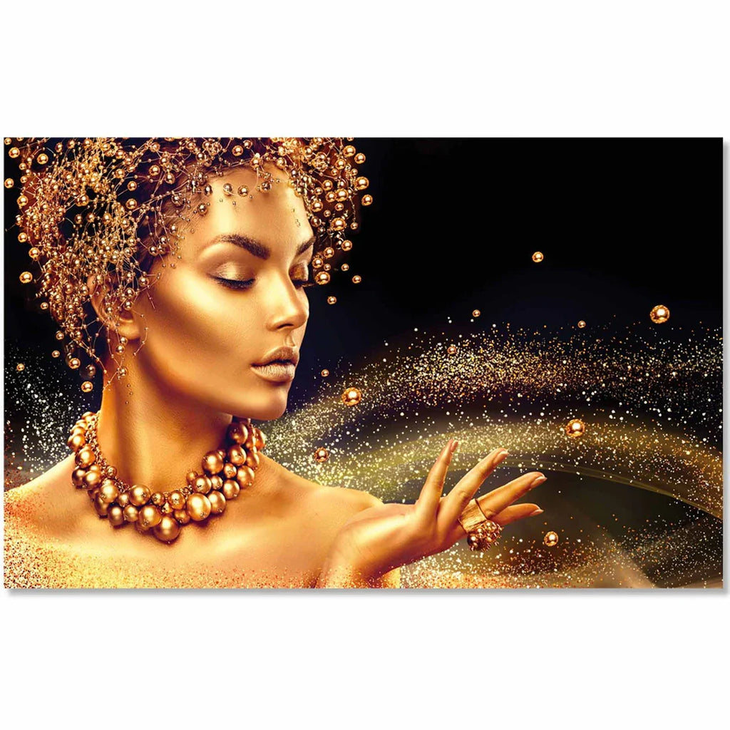 SU-82021 PEARLS Golden Glow Modern Acrylic Wall Art 1