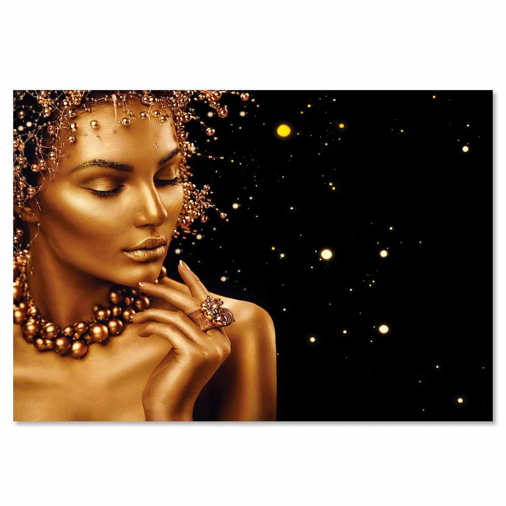 SU-82023 IRENE Women_s Dazzling Gold Makeup Modern Wall Art TG 1
