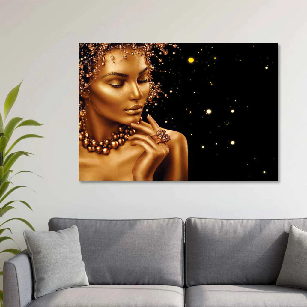SU-82023 IRENE Women_s Dazzling Gold Makeup Modern Wall Art TG 2