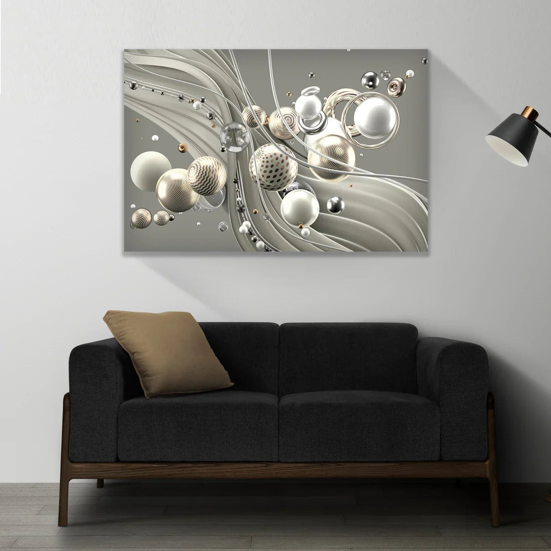 SULC-02 ODYSSEY Grey Champagne Abstract Elements Modern Acrylic Wall Art 2