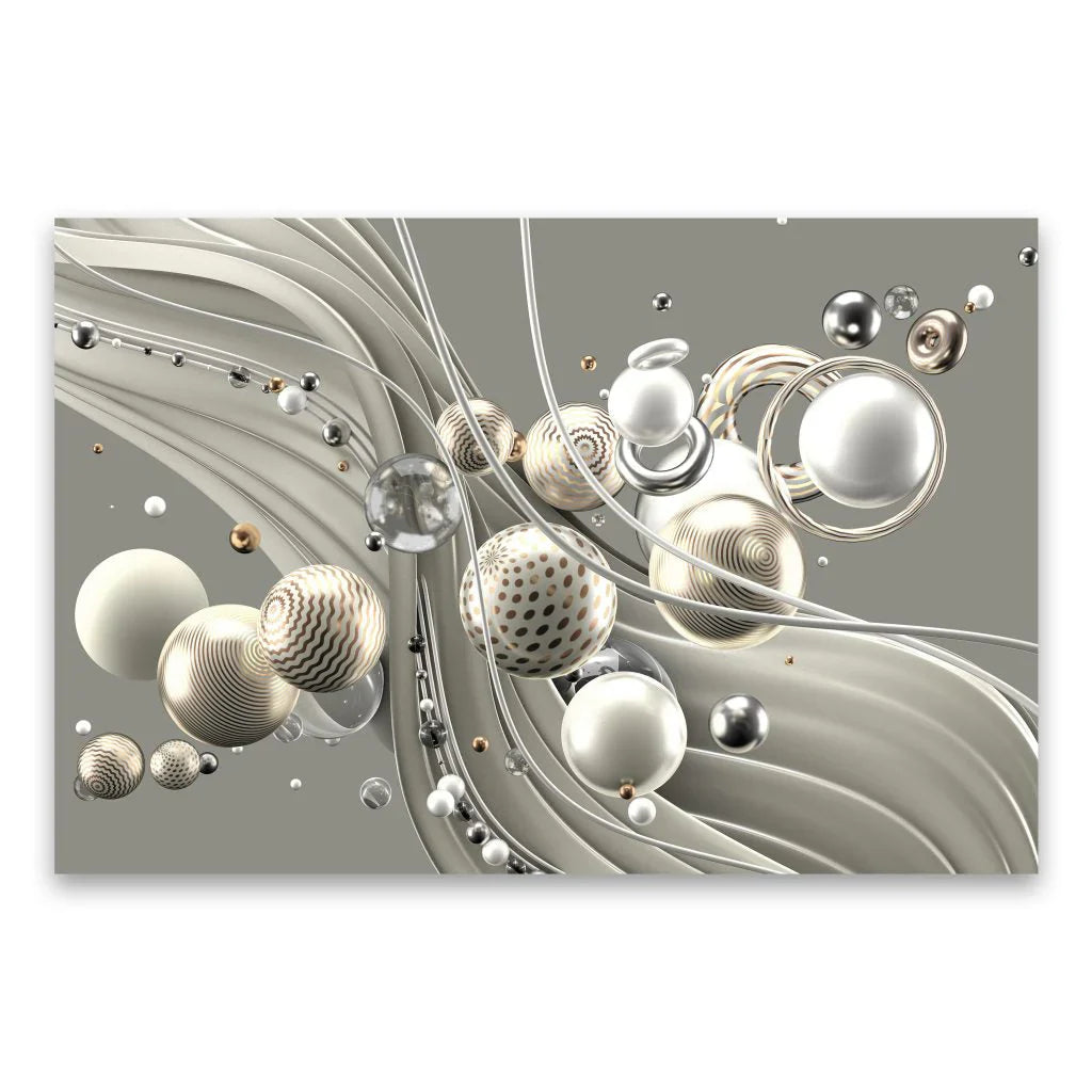 SULC-02 ODYSSEY Grey Champagne Abstract Elements Modern Acrylic Wall Art TG 1