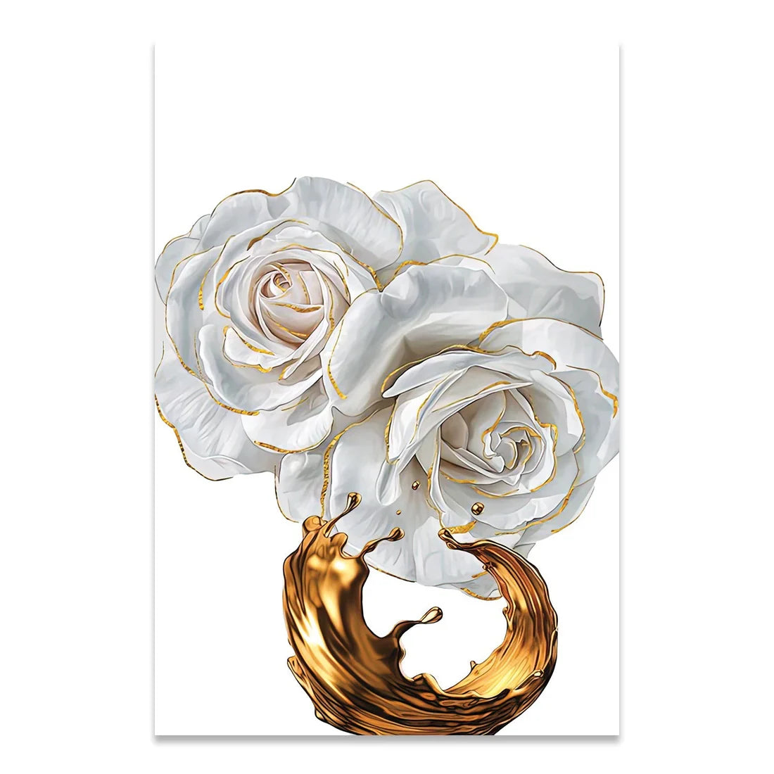 SULC-27 LETO White Rose With Golden Edge Modern Wall Art TG 5