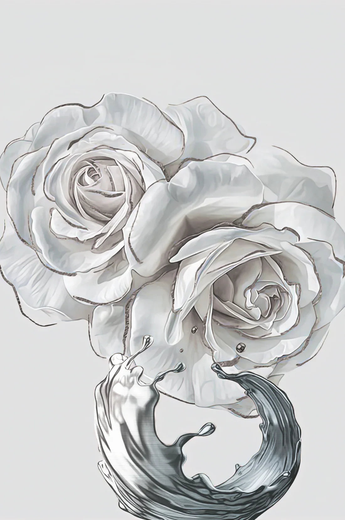 SULC-27 LETO White Rose With Silver Edge Modern Wall Art TG 4