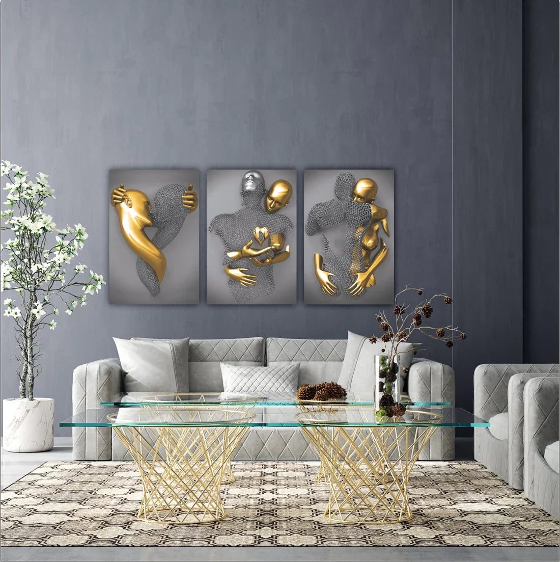 SULC-48 MAYA Gold Romantic Figures Modern Wall Art TG 1