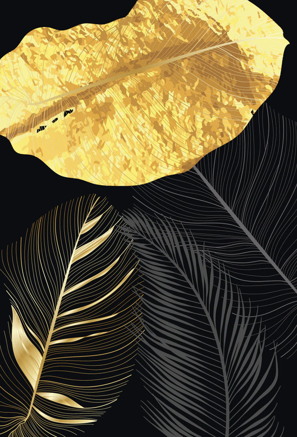 SULC-50 DION Gold Leaves Modern Wall Art 2