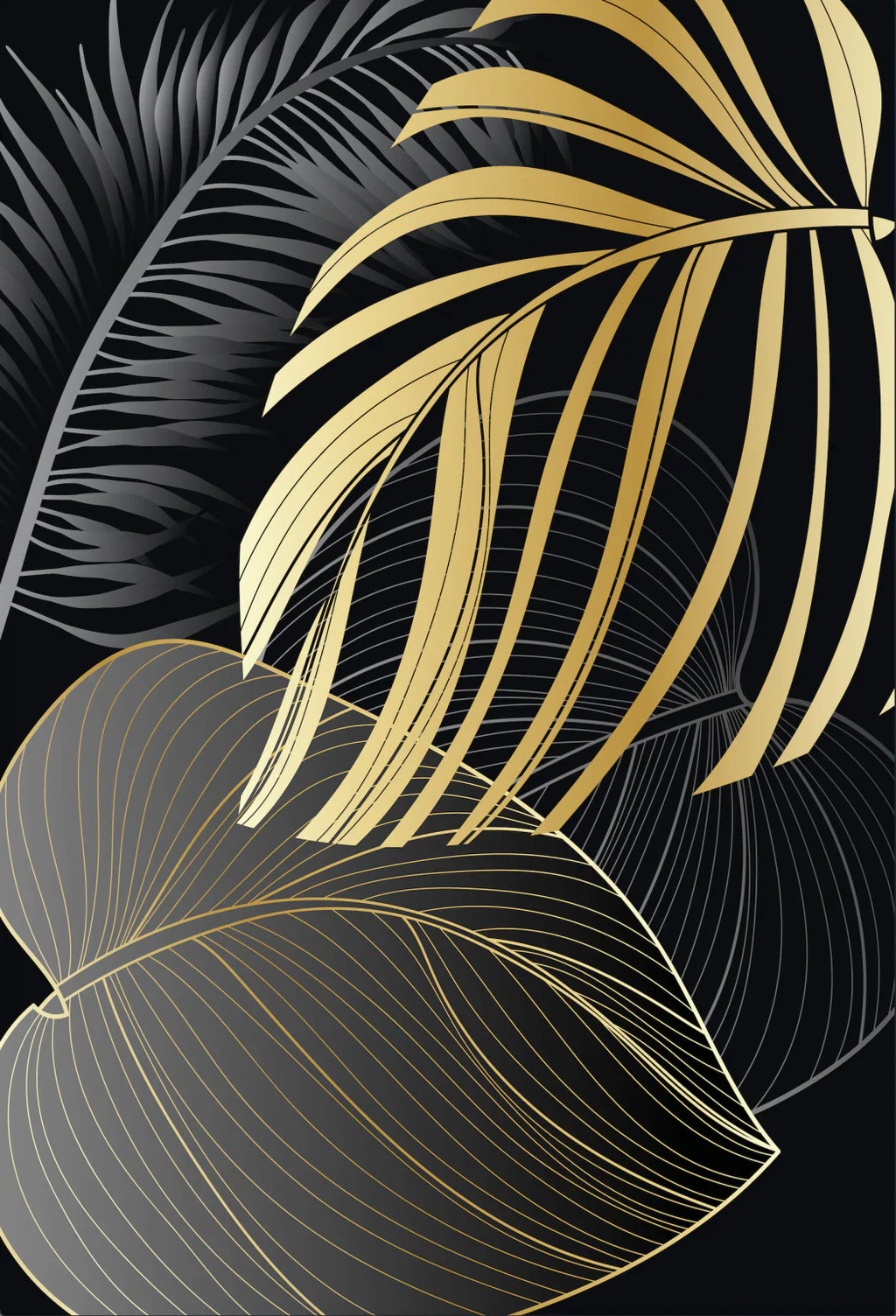 SULC-50 DION Gold Leaves Modern Wall Art 3