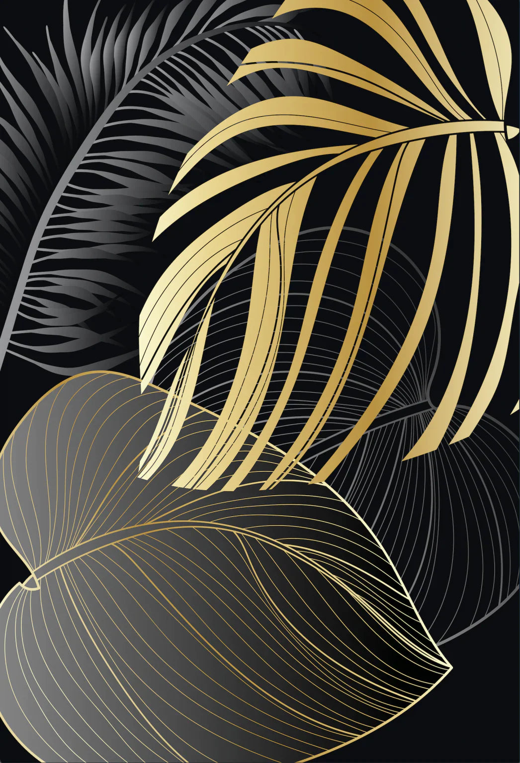 SULC-50 DION Gold Leaves Modern Wall Art 3