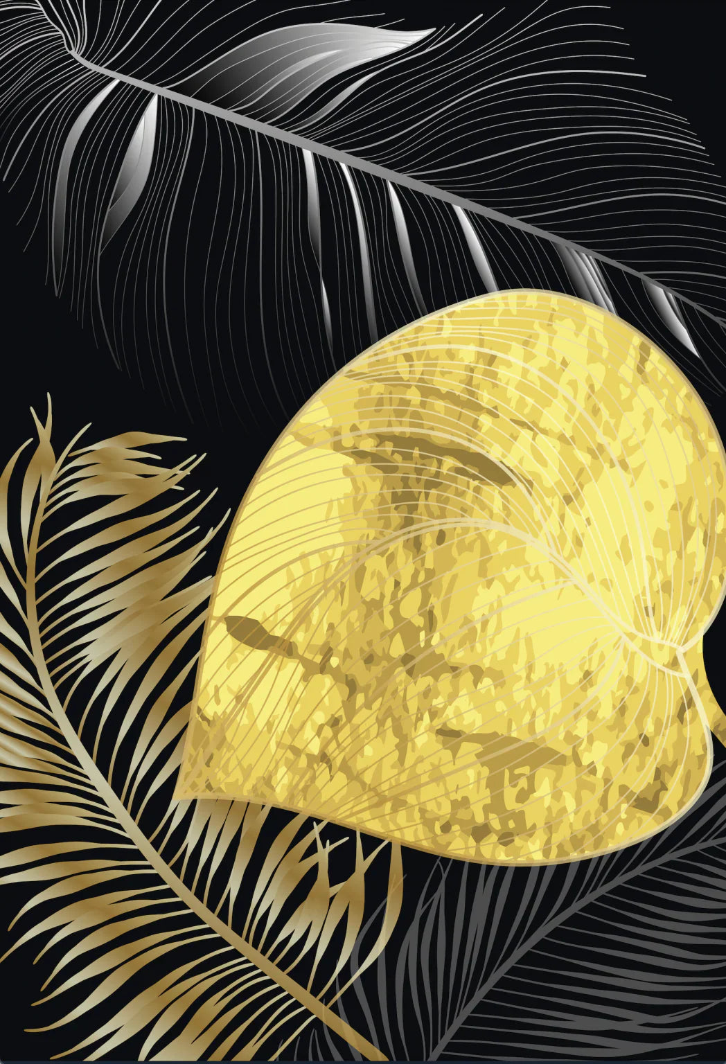 SULC-50 DION Gold Leaves Modern Wall Art 4