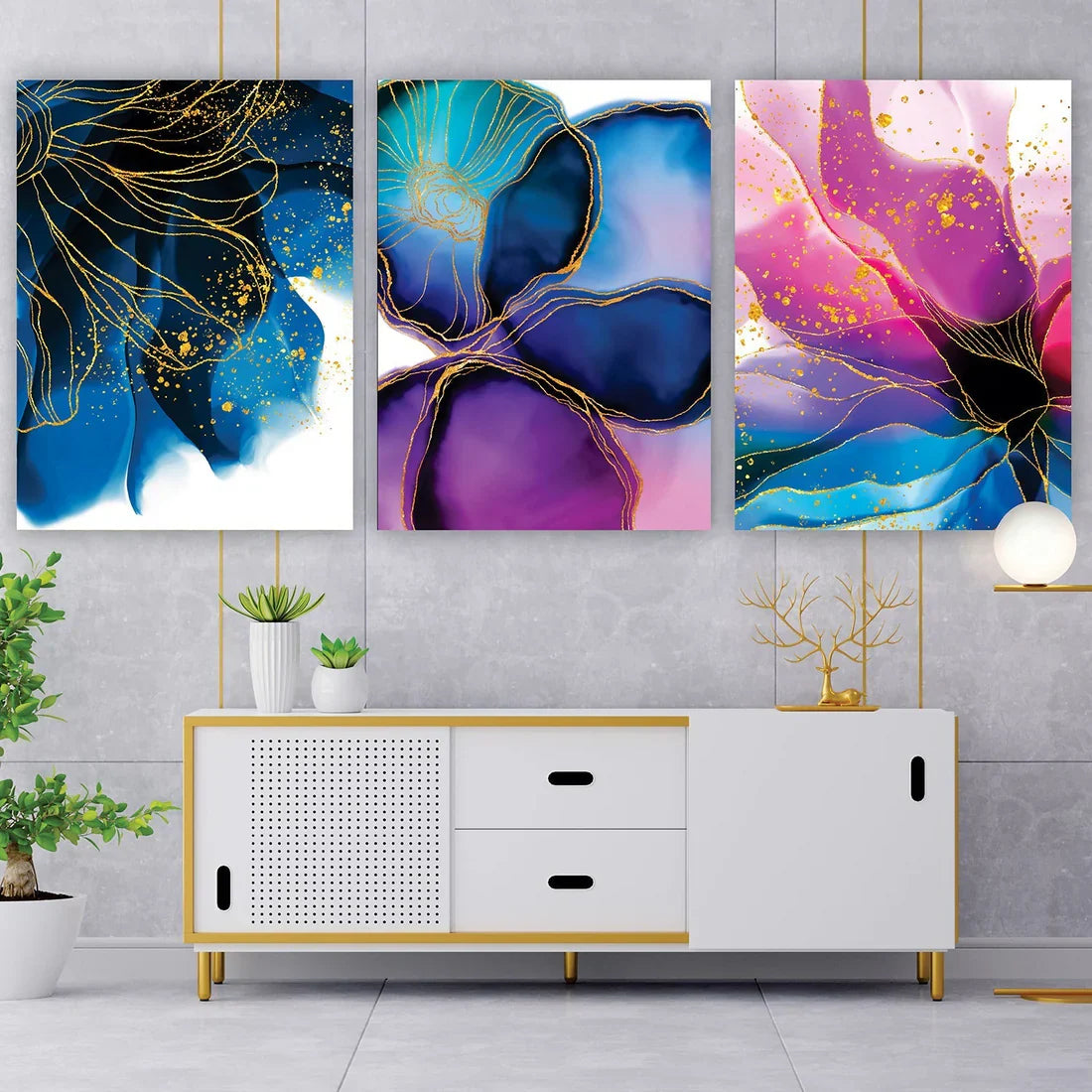 SULC-51 CATE Multi Colored Floral Modern Wall Art 1