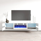 Floating Metro TV102-243 White LED with fireplace