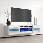 Floating Metro TV102-243 White LED with fireplace