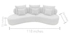 Grace Sectional Sofa with pillows Grey