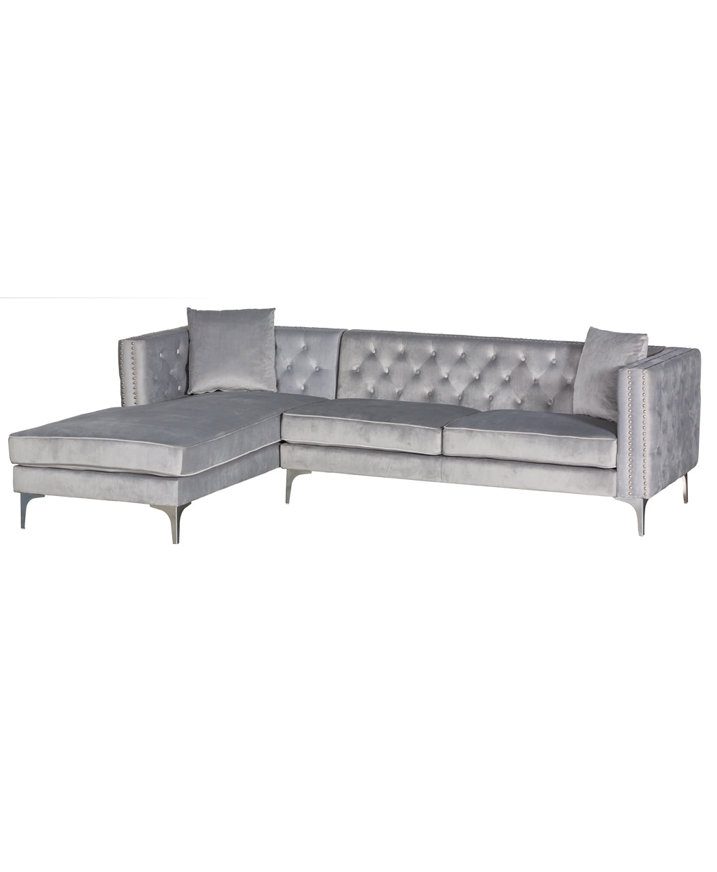 Melissa Sectional Velvet Left blue