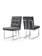 Taylor Velvet Dining Chair Grey|Silver